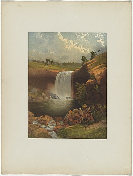 Artist: b'Chevalier, Nicholas.' | Title: b'Wannon Falls' | Date: 1865 | Technique: b'lithograph, printed in colour, from multiple stones'