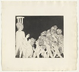 Artist: b'BOYD, Arthur' | Title: b'Lysistrata calls the women.' | Date: (1970) | Technique: b'etching and aquatint, printed in black ink, from one plate' | Copyright: b'Reproduced with permission of Bundanon Trust'