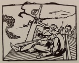 Artist: b'Carrington, Berenice.' | Title: b'On the water tower' | Date: 1991 | Technique: b'linocut, printed in black ink, from one block'