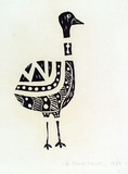 Artist: TUNGUTALUM, Bede | Title: Standing bird in profile | Date: 1969 | Technique: woodcut, printed in black ink, from one block