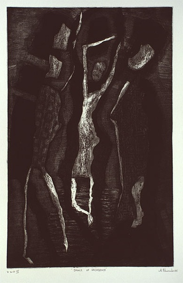 Artist: b'Edwards, Annette.' | Title: b'Dance of decadence' | Date: 1985 | Technique: b'etching, printed in black ink, from one plate'