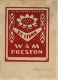 Artist: FEINT, Adrian | Title: Ex libris W & M Preston | Date: (1927) | Technique: wood-engraving, printed in red ink, from one block | Copyright: Courtesy the Estate of Adrian Feint