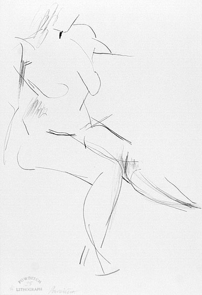 Artist: b'Powditch, Peter.' | Title: b'not titled [seated female nude]' | Date: c.1972 | Technique: b'lithograph, printed in black ink, from one plate'