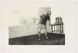 Artist: b'James, Garry.' | Title: b'Garth leaves - Ted collapses' | Date: 1991, January | Technique: b'etching printed in black ink with plate-tone, from one plate'