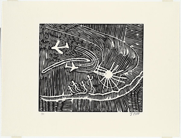 Artist: b'Pike, Jimmy.' | Title: b'Jarlujangka Wangki.' | Date: 1985 | Technique: b'screenprint, printed in black ink, from one stencil; from linocut original'