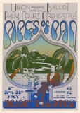 Artist: b'Stokes, Stephen.' | Title: b'Union presents with the Ballet Palm Court Orchestra - Pipes of Pan.' | Date: 1976 | Technique: b'screenprint, printed in colour, from two stencils'