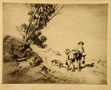 Artist: LINDSAY, Lionel | Title: Mates | Date: 1922 | Technique: drypoint, printed in brown ink with plate-tone, from one plate | Copyright: Courtesy of the National Library of Australia