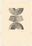 Artist: b'Meadmore, Clement.' | Title: b'Three views of half circle module with square cross-section titled at 22 1/2 degrees' | Date: 1992 | Technique: b'etching, printed in black ink, from, one plate'