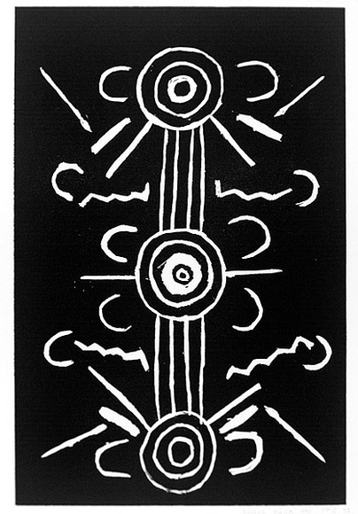 Artist: b'Price Mpetyane, Ronnie.' | Title: b'not titled [No.33]' | Date: 1990 | Technique: b'woodcut, printed in black ink, from one block'