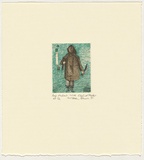 Artist: b'Robinson, William.' | Title: b'Self-portrait with stunned mullet' | Date: 1995 | Technique: b'lithograph, printed in colour, from multiple plates'