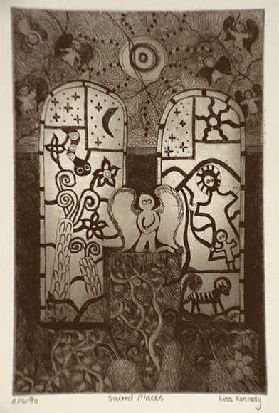 Artist: b'Kennedy, Lisa.' | Title: b'Sacred places' | Date: 1999, May | Technique: b'etching, printed in black ink, from one plate'