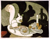 Artist: b'Spowers, Ethel.' | Title: b'Still life [2].' | Date: 1932 | Technique: b'linocut, printed in colour, from five blocks'