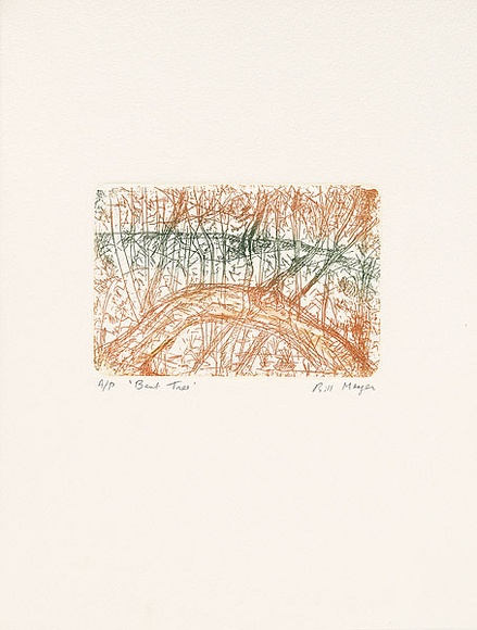 Artist: b'MEYER, Bill' | Title: b'Bent tree' | Date: 1992 | Technique: b'etching, printed in 2 colours, from one plate' | Copyright: b'\xc2\xa9 Bill Meyer'