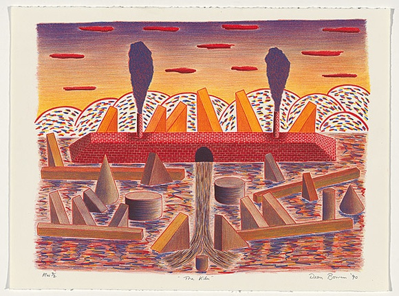 Artist: b'Bowen, Dean.' | Title: b'The kiln' | Date: 1990 | Technique: b'lithograph, printed in colour, from multiple stones'