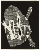 Title: not titled [newspaper creature with antennae] | Date: c.1993 | Technique: cliché-verre, printed in black, from hand-drawn negative