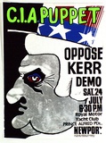 Artist: b'Charlton, Colin.' | Title: b'C.I.A. puppet. Oppose Kerr demo.' | Date: 1976 | Technique: b'screenprint, printed in colour, from four stencils'