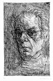 Artist: Kahan, Louis. | Title: Self-portrait | Date: 1975 | Technique: etching, printed in brown ink, from one plate | Copyright: © Louis Kahan. Licensed by VISCOPY, Australia