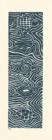 Artist: b'Clarmont, Sammy.' | Title: b'Turtles swimming [2]' | Date: 1997 | Technique: b'linocut, printed in colour, from one block'