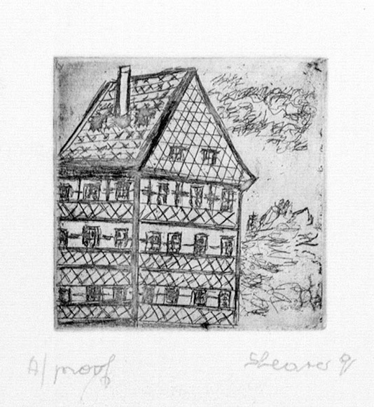 Artist: b'SHEARER, Mitzi' | Title: b'Old Dutch' | Date: 1982 | Technique: b'etching, printed in black ink, from one  plate'