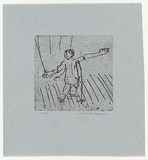 Artist: b'WILLIAMS, Fred' | Title: b'The Song' | Date: 1955-56 | Technique: b'etching, aquatint and drypoint, printed in black ink, from one copper plate' | Copyright: b'\xc2\xa9 Fred Williams Estate'