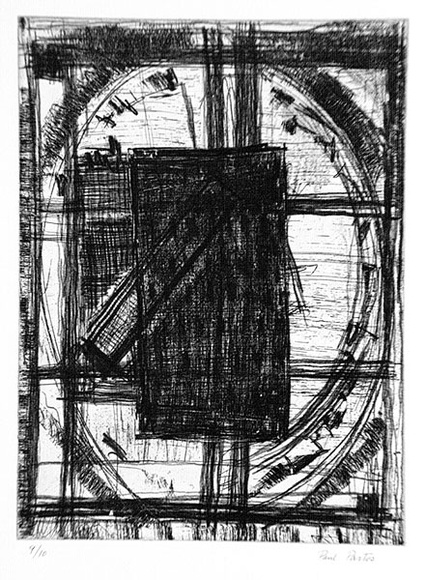 Artist: b'Partos, Paul.' | Title: b'not titled' | Date: 1985 | Technique: b'etching, rocker, aquatint, printed in black ink, from one plate'