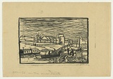 Artist: Groblicka, Lidia. | Title: On the river bank | Date: 1954-55 | Technique: woodcut, printed in black ink, from one block