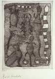 Artist: KARADADA, Rosie | Title: not titled #1 [centipede, goanna, snake, turtle and birds] | Date: 1995, proofed | Technique: etching, printed in black ink, from one plate