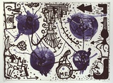 Artist: b'SANSOM, Gareth' | Title: b'Cosmic balls and me (1960)' | Date: 1994, January - March | Technique: b'aquatint and lithograph, printed in colour, from one plate, and one stone'