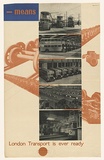 Artist: b'Beck, Richard.' | Title: b'Means: London transport is ever ready.' | Date: 1938 | Technique: b'lithograph, printed in colour, from multiple plates'