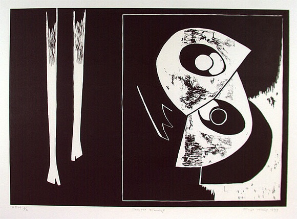 Artist: b'King, Inge.' | Title: b'Double image' | Date: 1999 | Technique: b'linocut, printed in black ink, from one block'