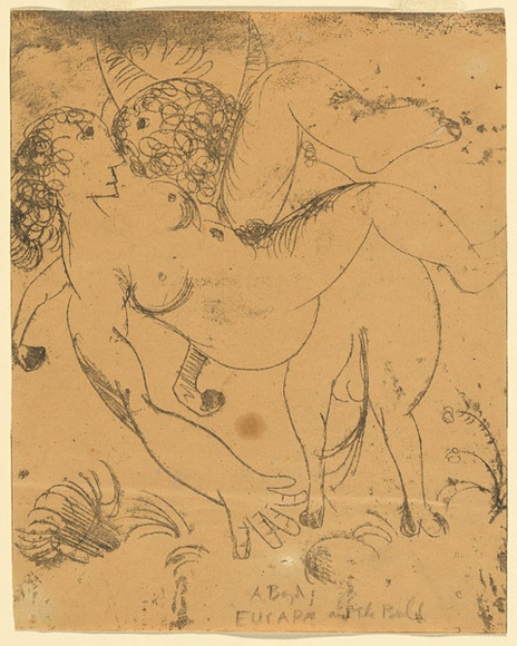 Artist: BOYD, Arthur | Title: Europa and the bull. | Date: c.1952 | Technique: lithograph | Copyright: This work appears on screen courtesy of Bundanon Trust