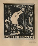 Artist: FEINT, Adrian | Title: Bookplate: Patrick Crennan. | Date: (1930) | Technique: wood-engraving, printed in black ink, from one block | Copyright: Courtesy the Estate of Adrian Feint