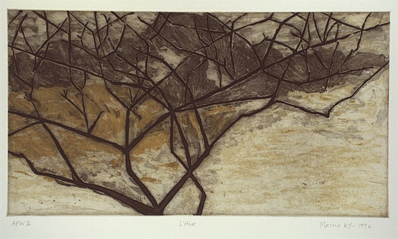 Artist: b'Ky, Marine.' | Title: bL'Hiver (#2) | Date: 1996, August | Technique: b'etching and aquatint, printed in colour, from two plates'