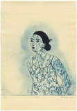 Artist: b'Kjar, Barbie.' | Title: b'Tattoo' | Date: 2000 | Technique: b'drypoint, printed in light blue and dark blue/black ink, from two plates'