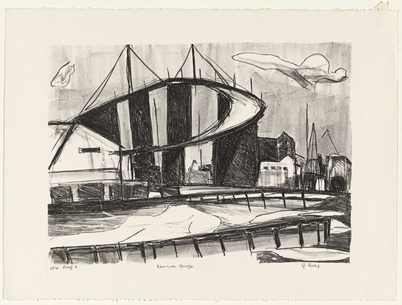 Artist: b'Boag, Yvonne.' | Title: b'Westgate Bridge' | Date: 1980s | Technique: b'lithograph, printed in black ink, fron one stone' | Copyright: b'\xc2\xa9 Yvonne Boag'