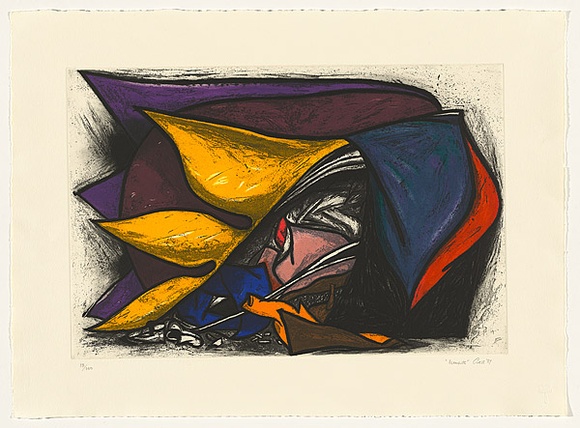 Artist: b'Cress, Fred.' | Title: b'Moments' | Date: 1987 | Technique: b'etching, printed in colour a la poup\xc3\xa9e, from two plates'