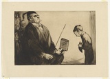 Artist: Dyson, Will. | Title: Our younger novelists: This brutal, this revolting chronicle of morbid armours - this best selling saturnalia of animal lust - let there be no prevarication youngman - are you or are you not it's author. | Date: c.1929 | Technique: drypoint, printed in black ink, from one plate