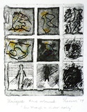 Artist: b'SHEARER, Mitzi' | Title: b'See through a window darkly' | Date: 1979 | Technique: b'etching and aquatint, printed in black ink, from one plate, hand-coloured'