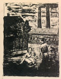 Artist: b'ROSENGRAVE, Harry' | Title: b'(Near the brickworks).' | Date: (1954) | Technique: b'lithograph, printed in black ink, from one zinc plate'