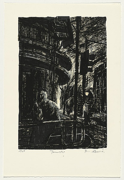 Artist: b'AMOR, Rick' | Title: b'Tramstop.' | Date: 1991 | Technique: b'monotype, printed in black ink, from one plate'