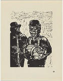 Artist: b'Miller, Peter.' | Title: b'The sly-grog seller.' | Date: 1954 | Technique: b'linocut, printed in black ink, from one block'