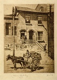 Artist: b'LINDSAY, Lionel' | Title: b'A derelict, Kent Street, Sydney' | Date: 1912 | Technique: b'etching and aquatint, printed in brown ink, from one plate' | Copyright: b'Courtesy of the National Library of Australia'