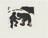 Artist: b'MADDOCK, Bea' | Title: b'Fighting figures' | Date: 1963 | Technique: b'relief-etching, from one copper plate; woodcut, from three blocks'