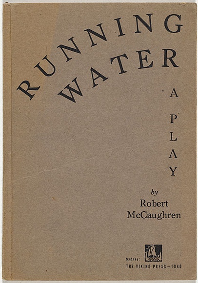 Artist: b'Stewart, Elsie.' | Title: b'Running Water, A Play.' | Date: 1940 | Technique: b'linocut, printed in black ink, from one block; letterpress text'