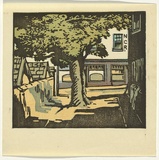 Artist: Allport, C.L. | Title: Kemp St. Hobart in 1926. | Date: 1926 | Technique: linocut, printed in colour, from multiple blocks
