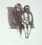 Artist: Laming, Amanda. | Title: not titled [2 seated figures] | Date: 1983 | Technique: lithograph, printed in black ink, from one stone