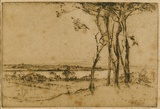 Artist: b'van RAALTE, Henri' | Title: b'The far shore' | Date: 1921 | Technique: b'drypoint, printed in brown ink, from one plate'