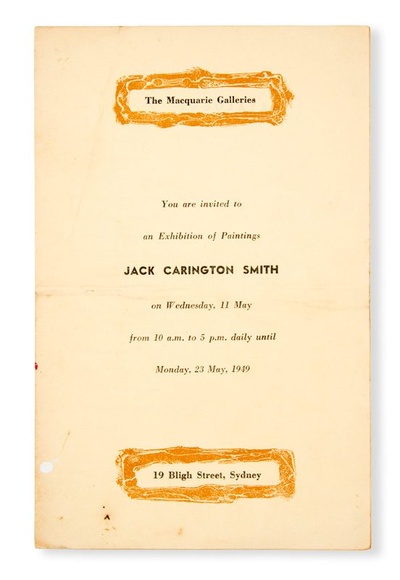 Title: b'Exhibition of paintings by Jack Carington Smith. Sydney: Macquarie Galleries, 11 May-23 May 1949.'