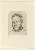 Artist: b'EWINS, Rod' | Title: b'Self-portrait.' | Date: 1965 | Technique: b'line-engraving, printed in black ink, from one copper plate'