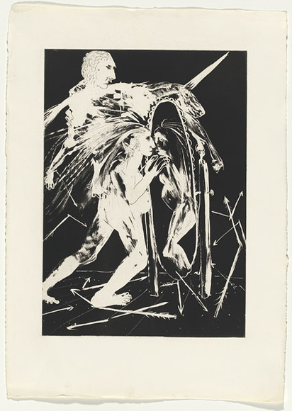 Artist: b'BOYD, Arthur' | Title: b'(Mirror and broken arrows).' | Date: 1973-74 | Technique: b'etching, printed in black ink, from one plate' | Copyright: b'Reproduced with permission of Bundanon Trust'